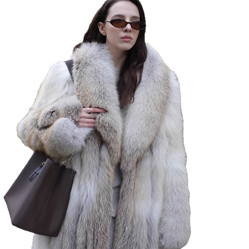 Elegant long coat for women in faux fur Lune London