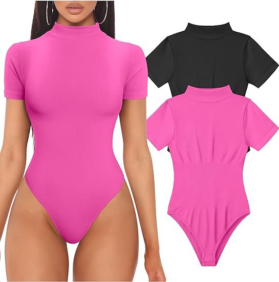 Women Short Sleeve Bodysuit with High Collar Lune London