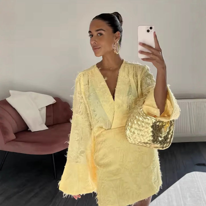 Women's set consisting of an elegant blouse with wide sleeves and a trendy mini skirt Lune London