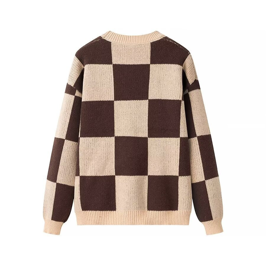 Pull en maille à motifs pour femmes avec une coupe oversize et un col rond confortable Chic & Stil
