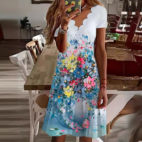 Lune London Floral Midi Dress with Ruffles for Women