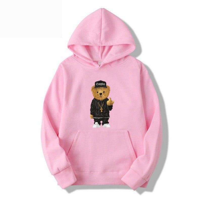 Women’s hoodie with artistic bear design and kangaroo pocket Chic & Stil