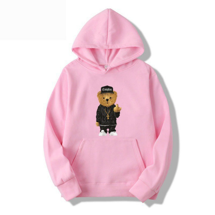 Women’s hoodie with artistic bear design and kangaroo pocket Chic & Stil