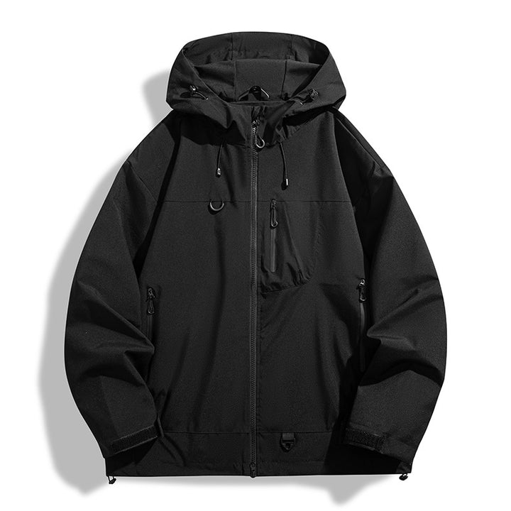 Waterproof outdoor jacket for men with hood and breathable inserts Lune London