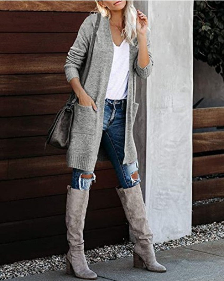 Ladies long open cardigan with relaxed cut Lune London