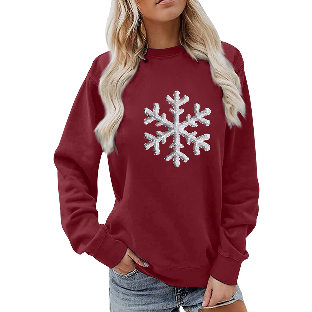 Sweat-shirt pour femmes avec design de flocon de neige brillant et coupe décontractée Chic & Stil