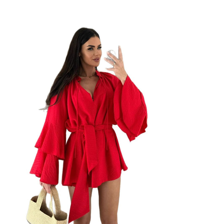 Ladies Mini Dress With Bell Sleeves Lune London