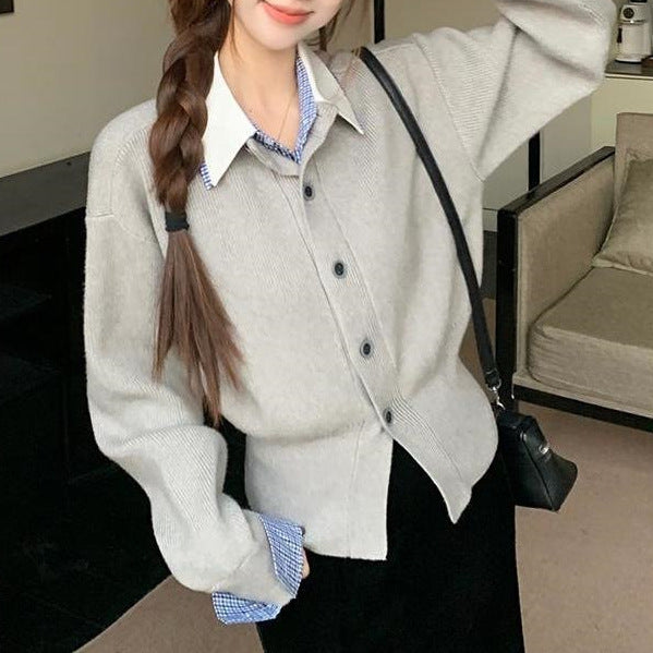 Ladies' knitted jacket with classic cut and elegant button details Lune London