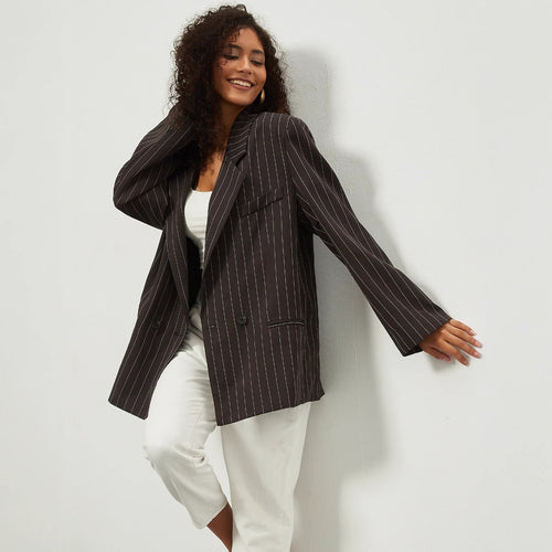 Women Oversized Striped Pattern Jacket Lune London