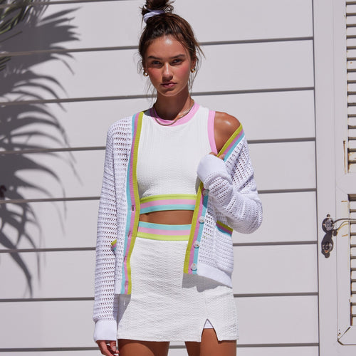 Lune London women's mini skirt and sporty crop top set