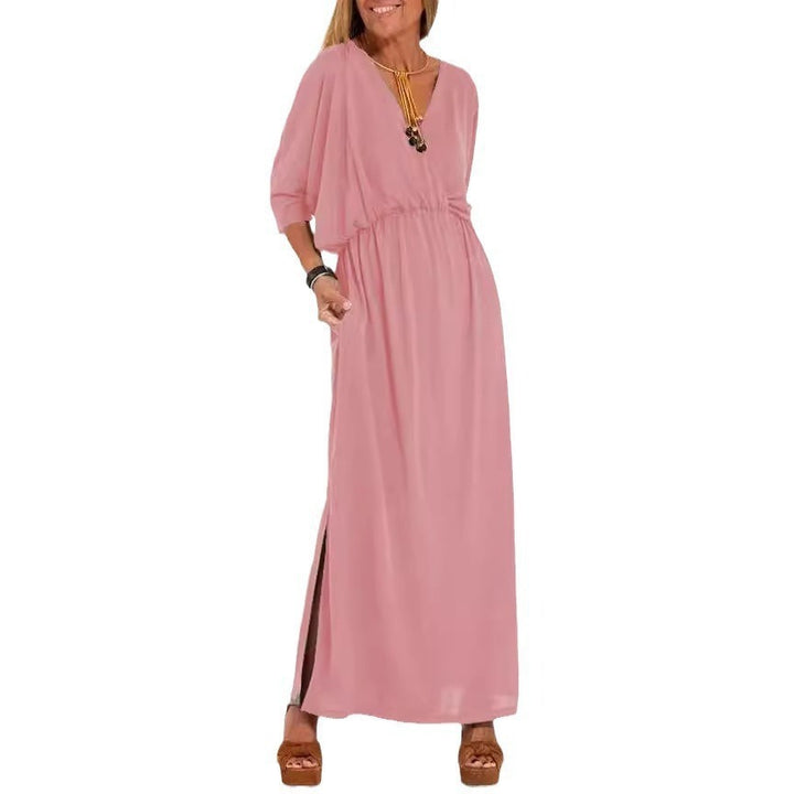 Robe maxi élégante pour femmes avec fente latérale et ceinture flexible Chic & Stil