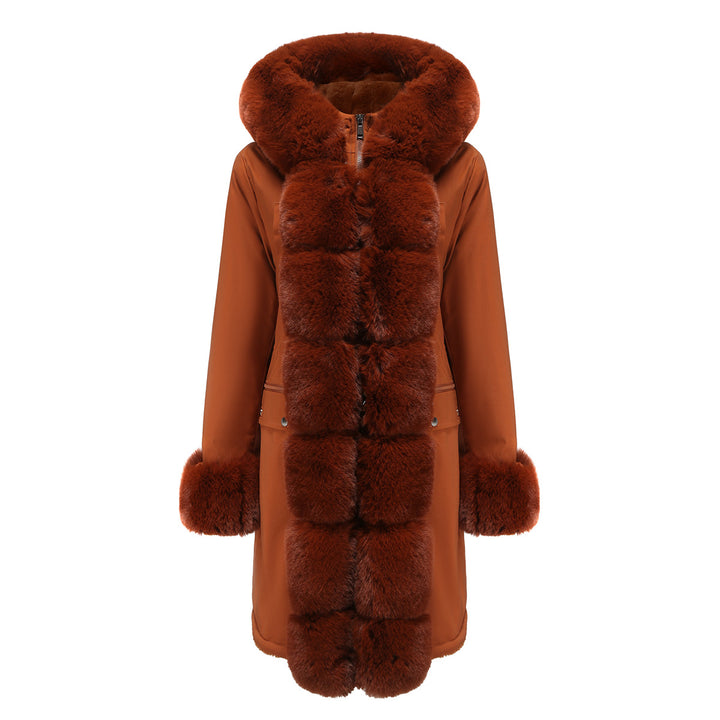 Elegant women's park jacket with luxurious faux fur trim Lune London