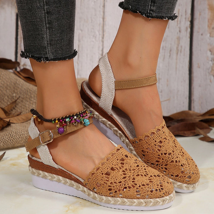 Dames espadrilles à brides chevilles en crochet Lune London