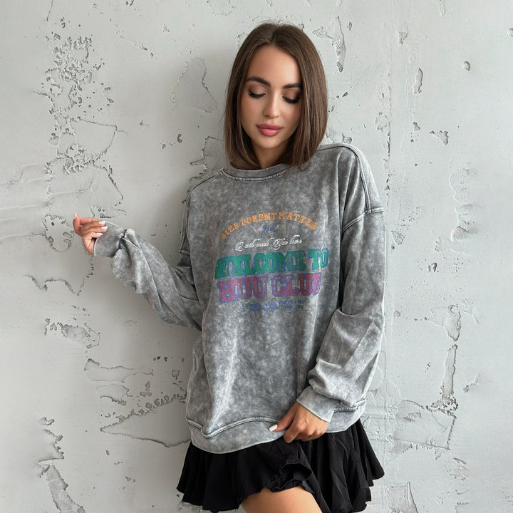 Casual women's sweatshirt with creative inscription Lune London