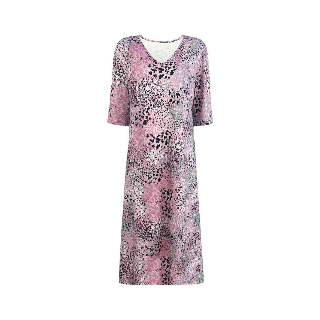 Fluid midi dress for women with eye-catching abstract patterns Lune London
