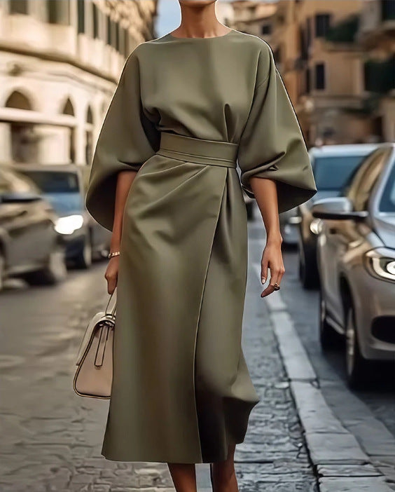 Elegant maxi dress for women with balloon sleeves and fitted cut Lune London