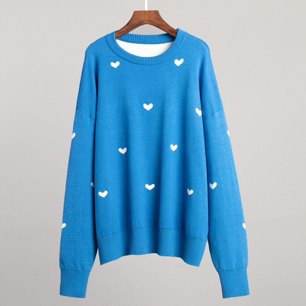 Sweat-shirt surdimensionné confortable pour femmes avec motif en forme de cœur Chic & Stil