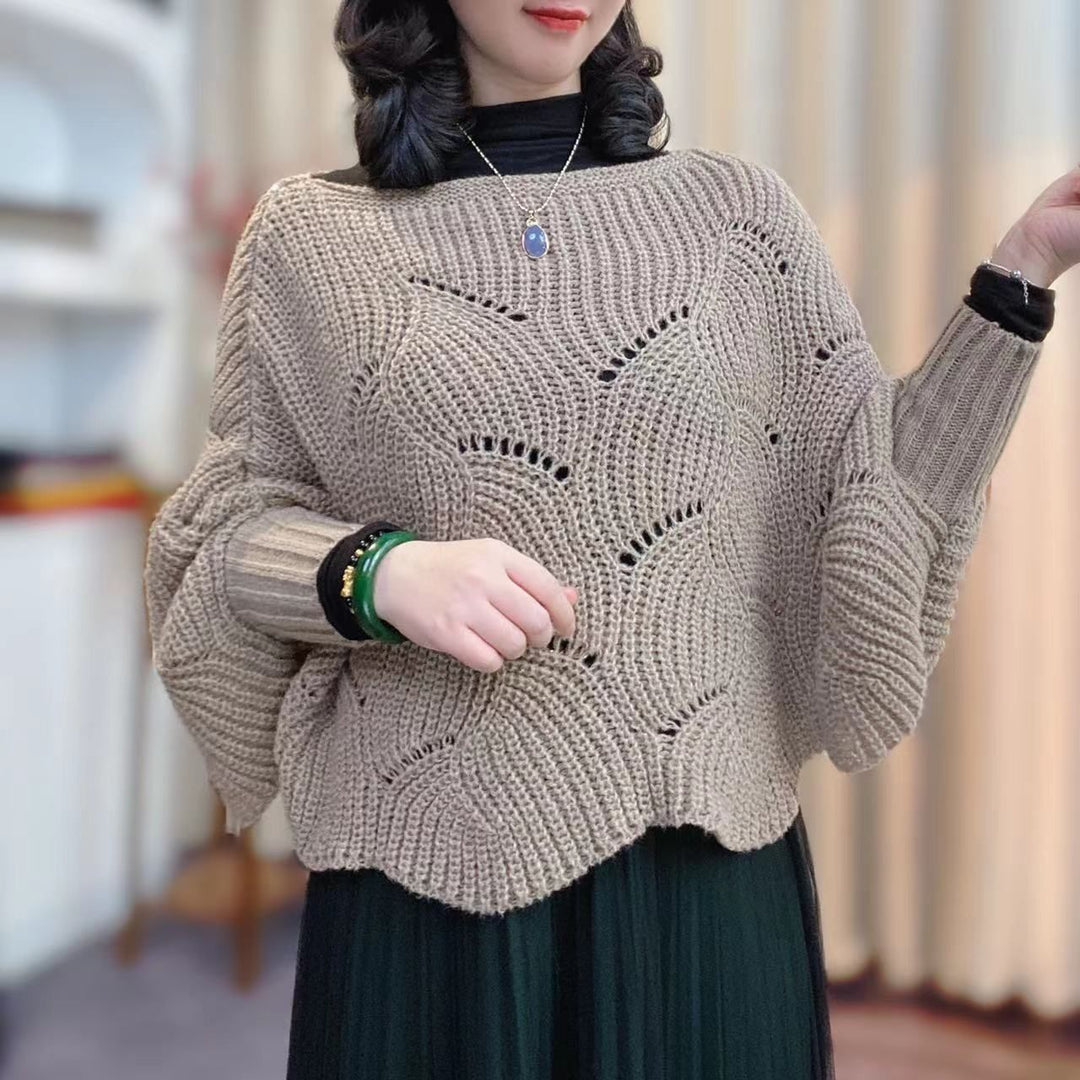 Pull en tricot aéré pour femme avec motif de trous Chic & Stil
