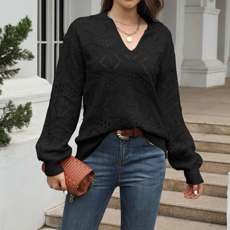 Pull-over tricoté aéré pour femmes avec motif piqué Chic & Stil