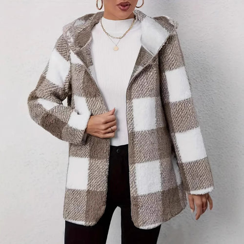 Plaid pattern teddy jacket for women Lune London