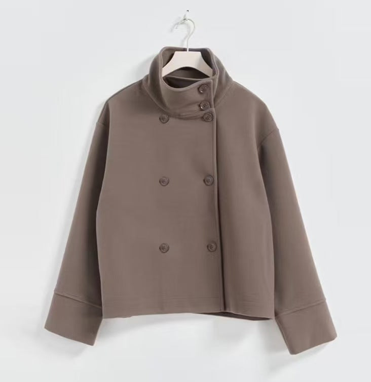 Cropped jacket for women with high collar and double breasted Lune London