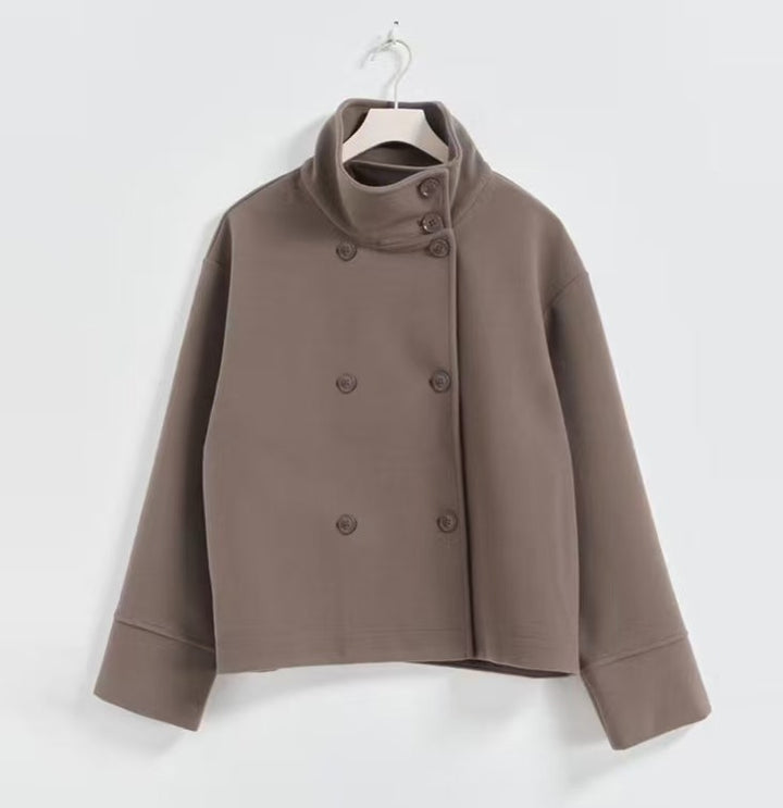 Cropped jacket for women with high collar and double breasted Lune London