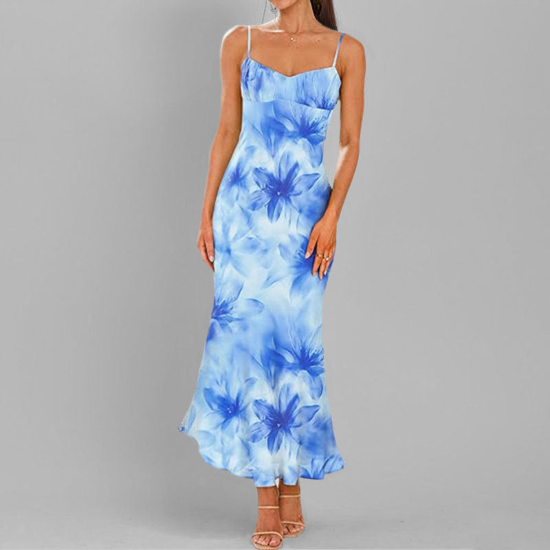 Robe Maxi Élegante pour Femmes avec Fines Bretelles et Dégradé Fantaisiste Chic & Stil