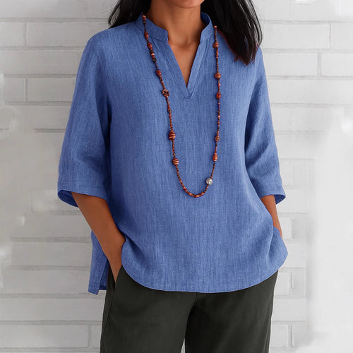Casual blouse for women with V-neck and side pockets Lune London