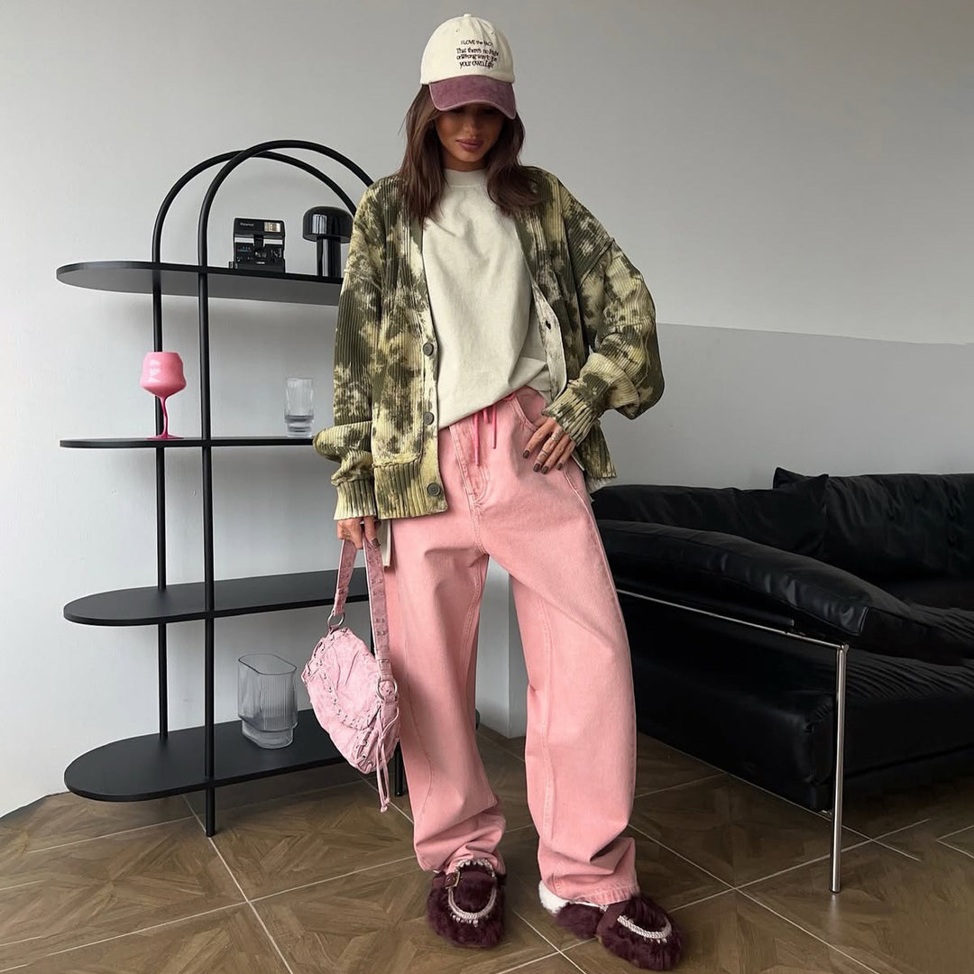 Oversized knit jacket for women with modern Tie-Dye design Lune London