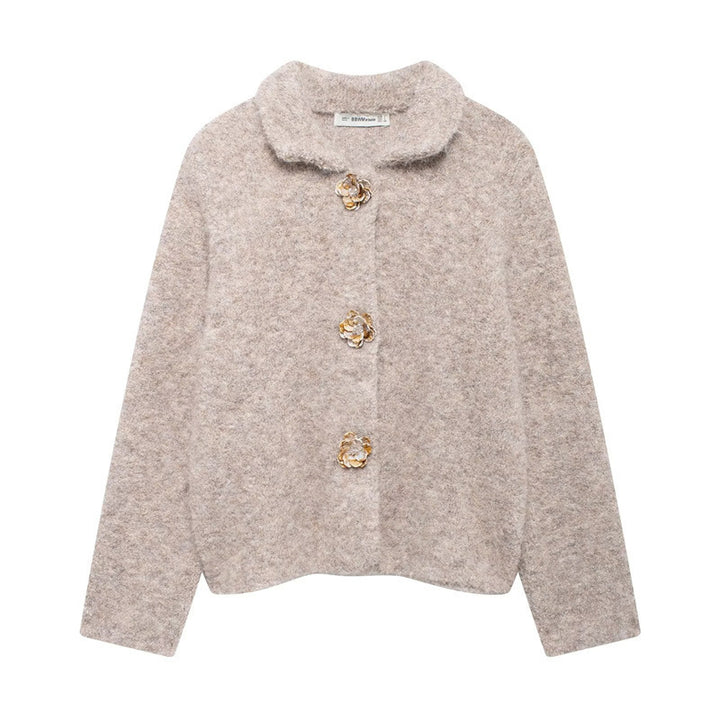 Ladies plush jacket with elegant button details Lune London