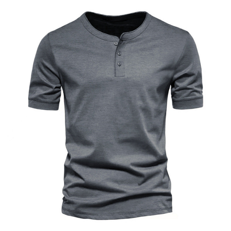 Men's short sleeve Henley shirt with button placket Lune London