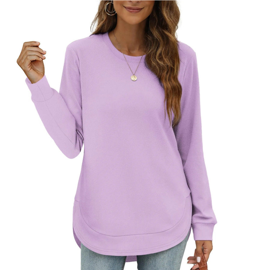 Casual women's long sleeve sweater with curved hem Lune London