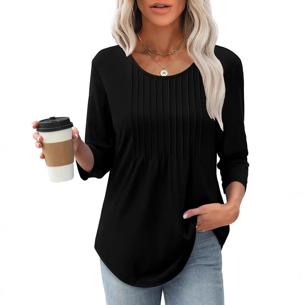 Ladies elegant long sleeve shirt with gathers Lune London