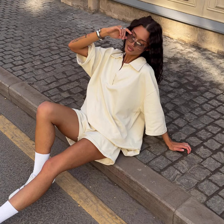 Comfortable polo dress for women with short sleeves and trendy collar Lune London