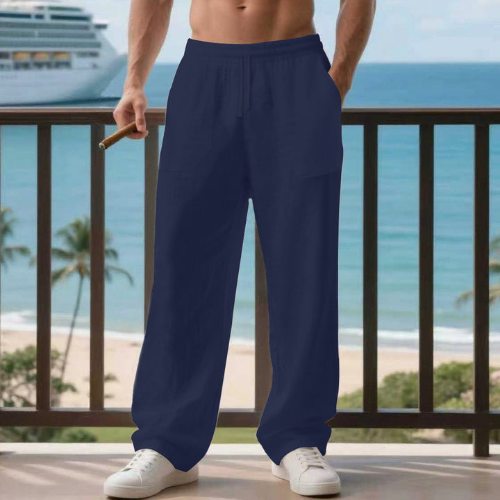 Comfortable beach pants for men with side pockets and elastic waistband Lune London