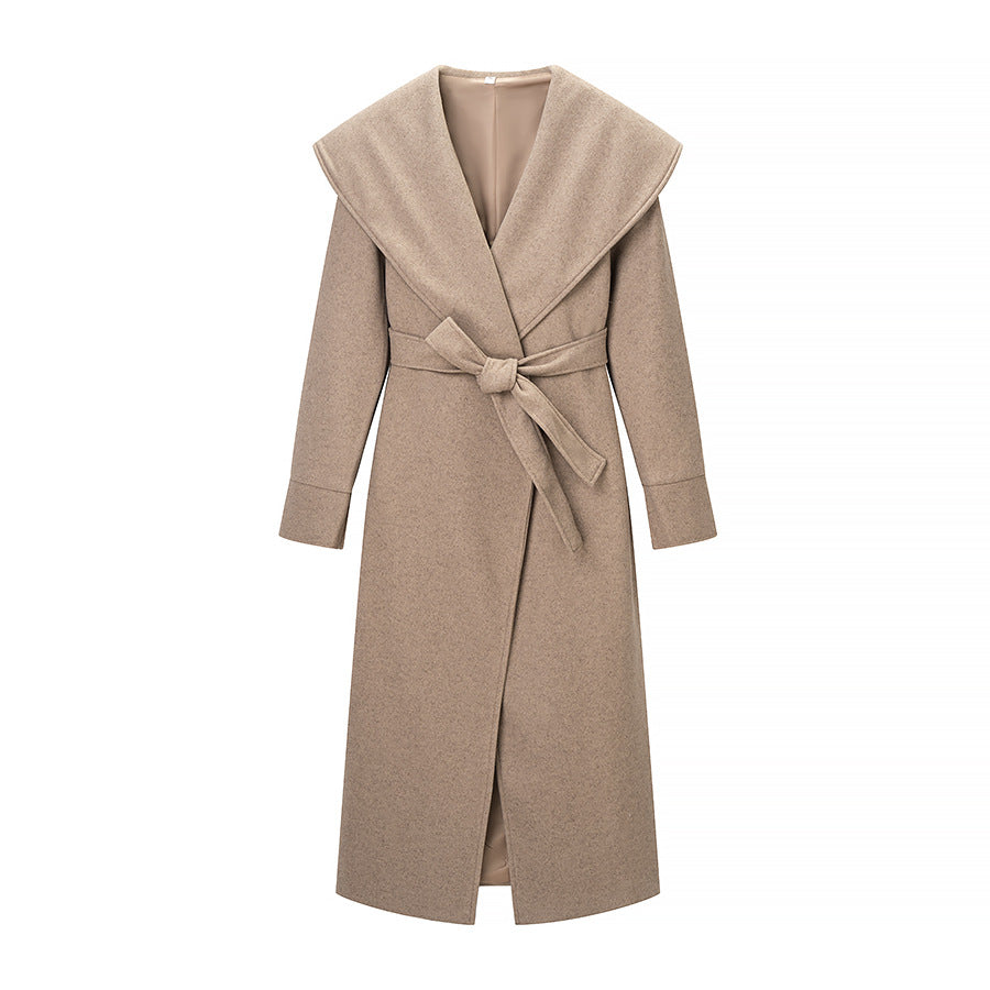 Manteau élégant pour femmes à enrouler avec large col et ceinture à nouer Chic & Stil