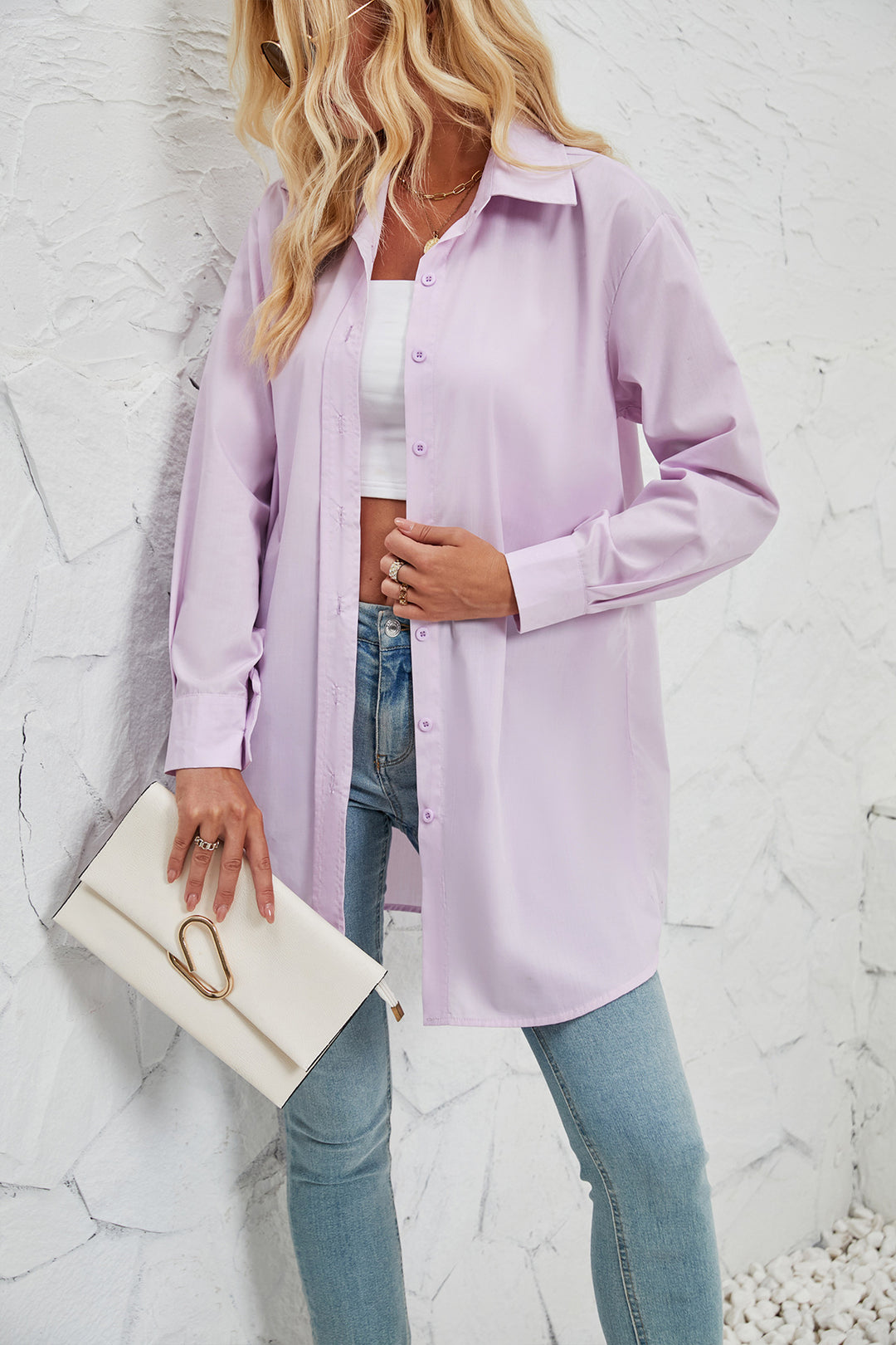 Long blouse with long sleeves for women in oversized style Lune London