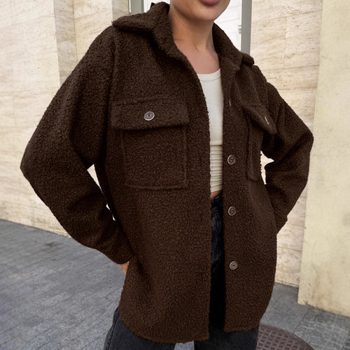 Ladies fluffy utility jacket with practical pockets Lune London