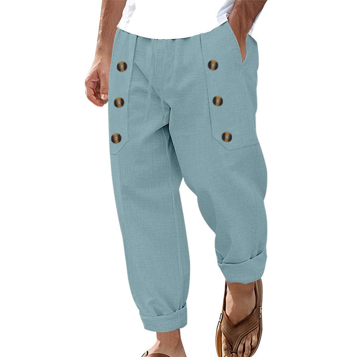 Men's casual cargo pants with practical button details and comfortable pockets Chic and style