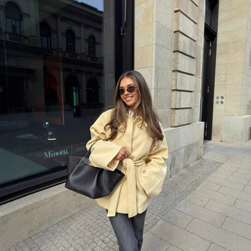 Trendy tie jacket for women in high-quality material with a waist belt Lune London