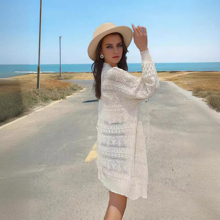Women's cardigan with a delicate lace pattern and elegant button details Lune London