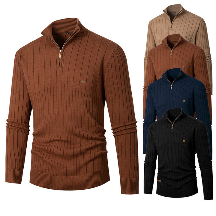 Men's trendy sweater with zipper and fine ribbed design Lune London