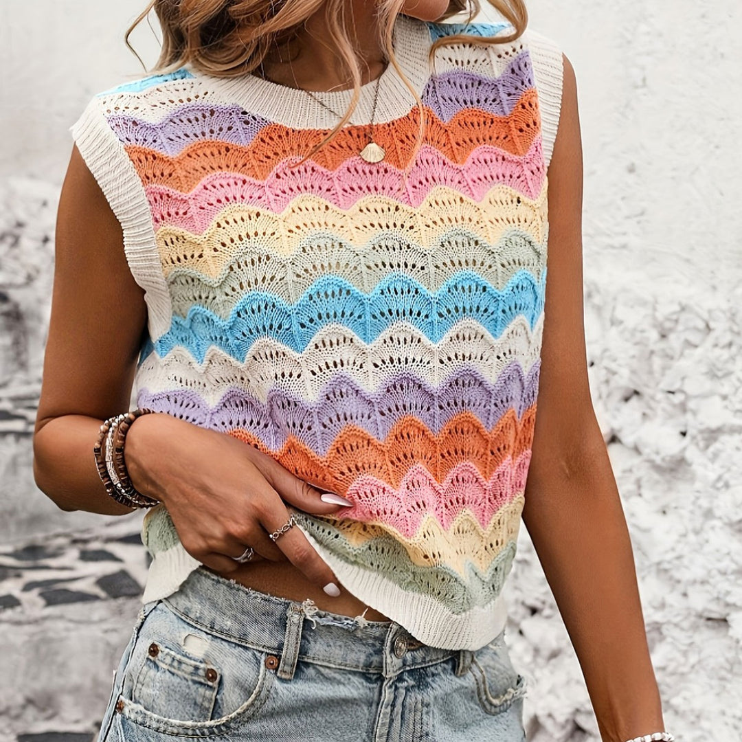 Haut en tricot pour femme avec motif en vagues Chic & Stil