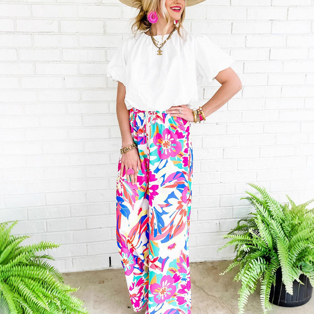 Trendy floral wide pants for women Lune London