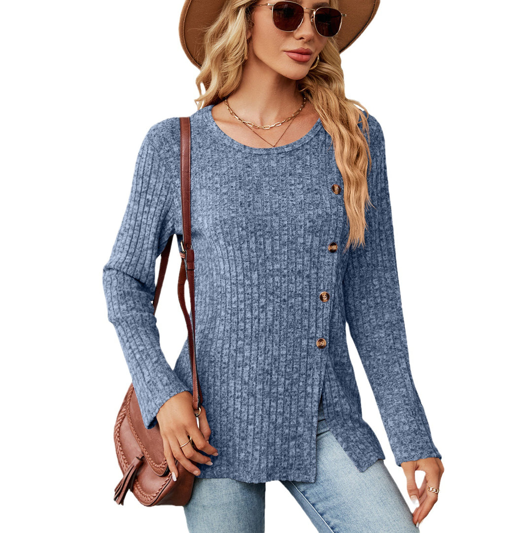 Casual knit blouse for women with a tie design and side slit Lune London