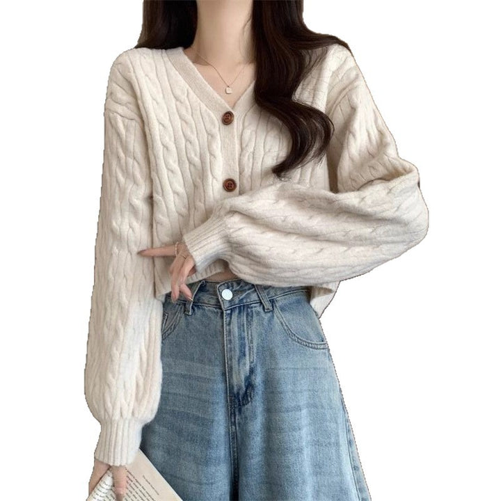 Cardigan en tricot épais pour femmes avec détails de boutons et décolleté en V profond Chic & Stil