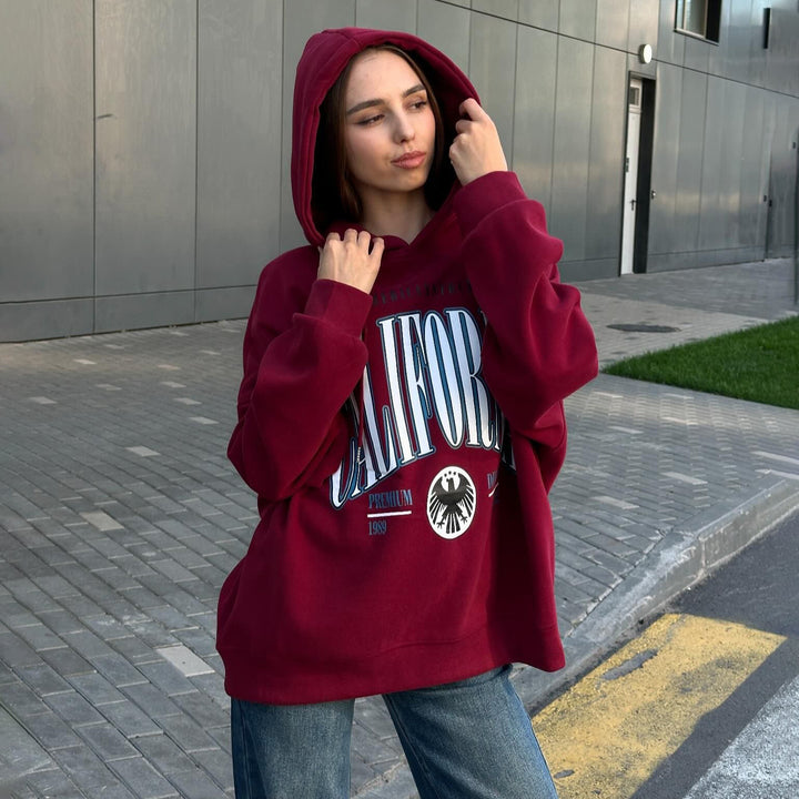 Oversized women's hoodie with creative graphic design Lune London