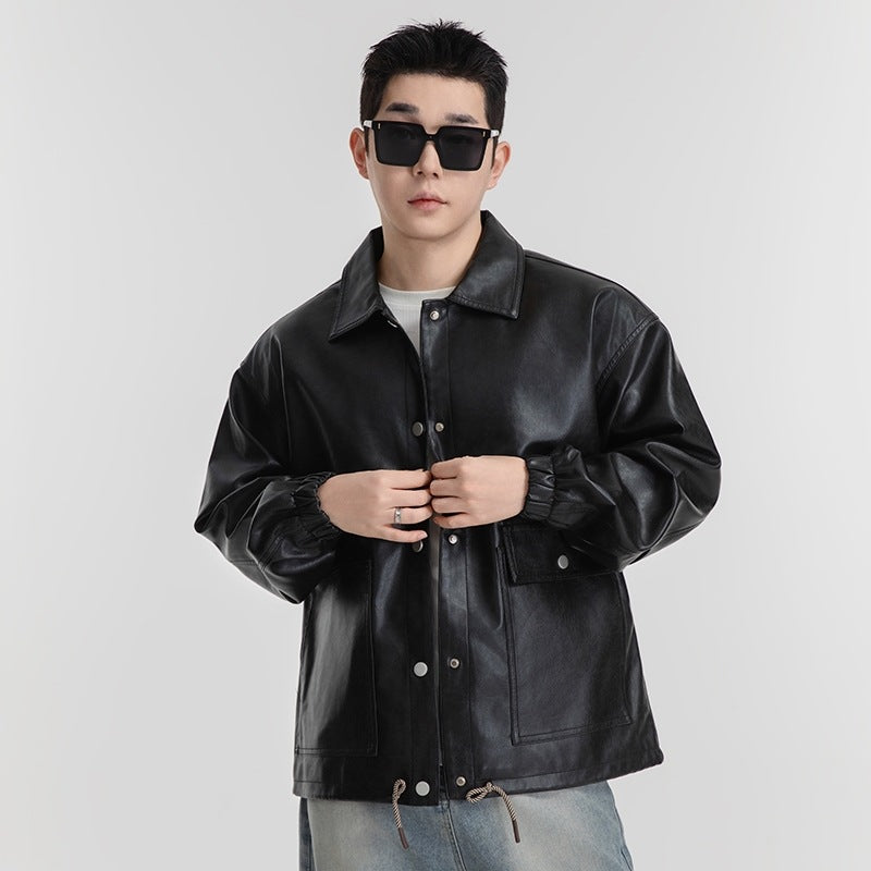 Casual faux leather jacket for women with adjustable waist and practical pockets Lune London