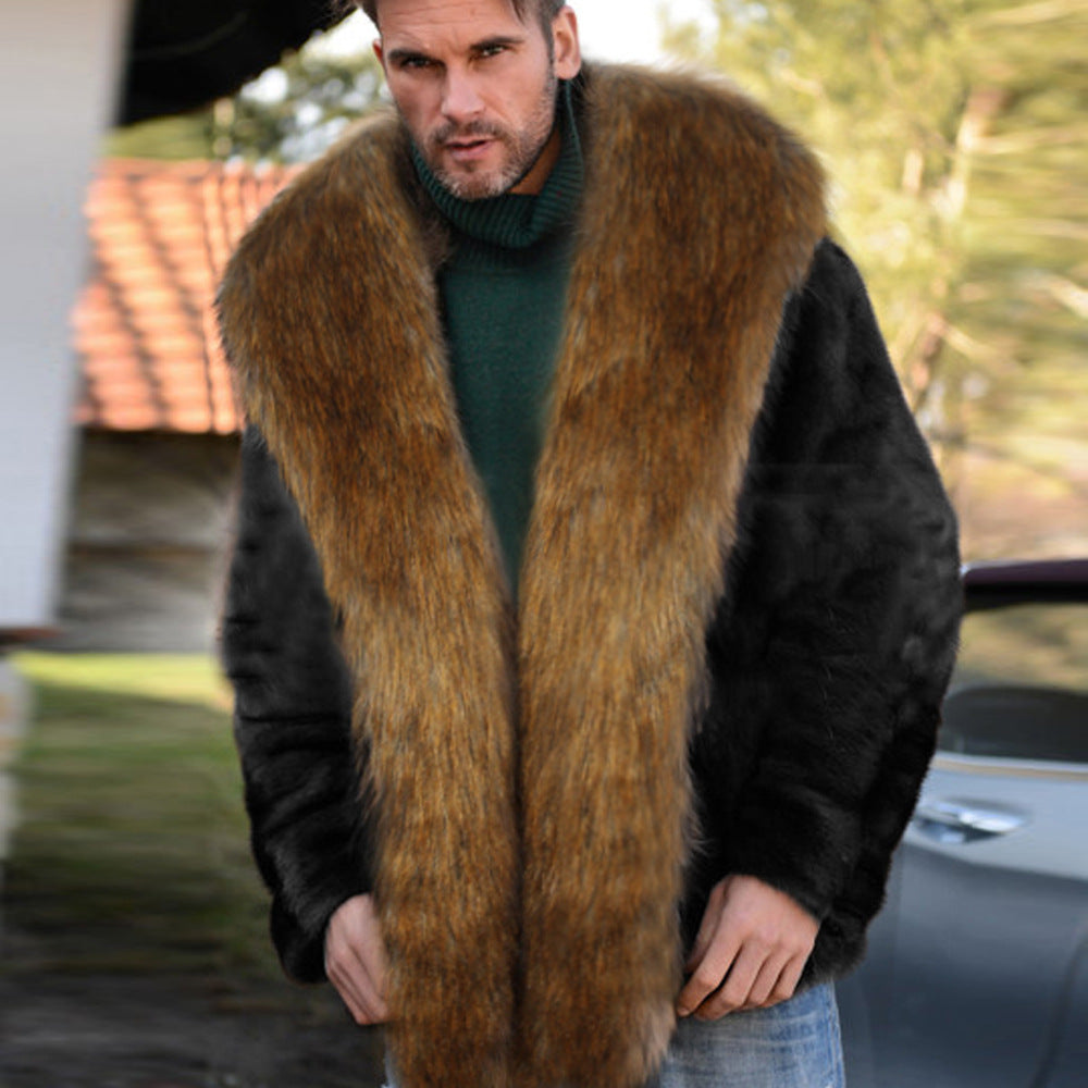 Elegant and warm fleece jacket for men with faux fur collar Lune London