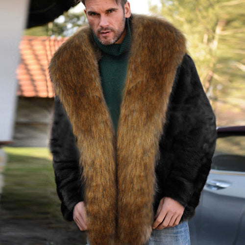 Elegant and warm fleece jacket for men with faux fur collar Lune London